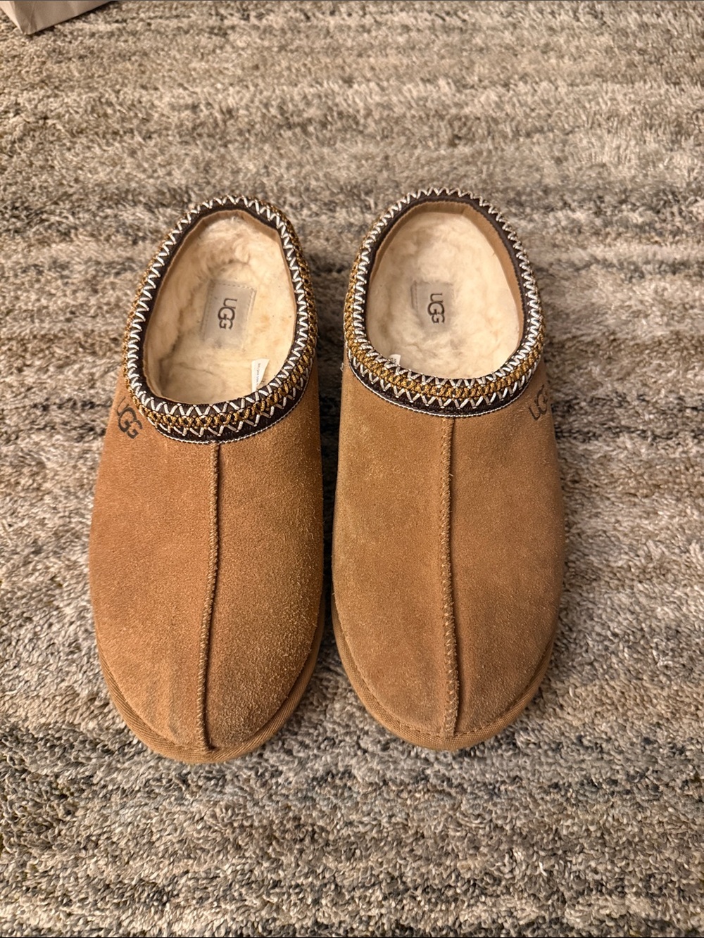 UGG Men’s Chestnut Suede Shearling Slip-On Clogs